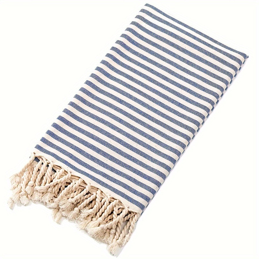 Extra Large Boho Striped Beach Towel with Fringes