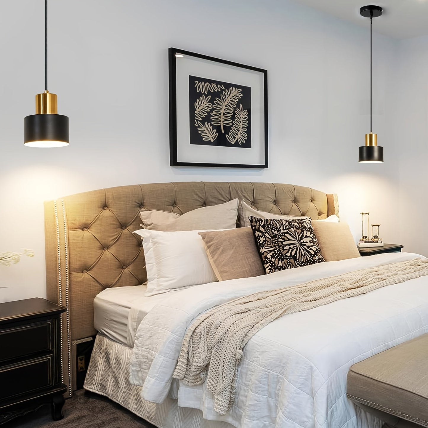 Modern Black and Gold Adjustable Pendant Light E27 Fixture