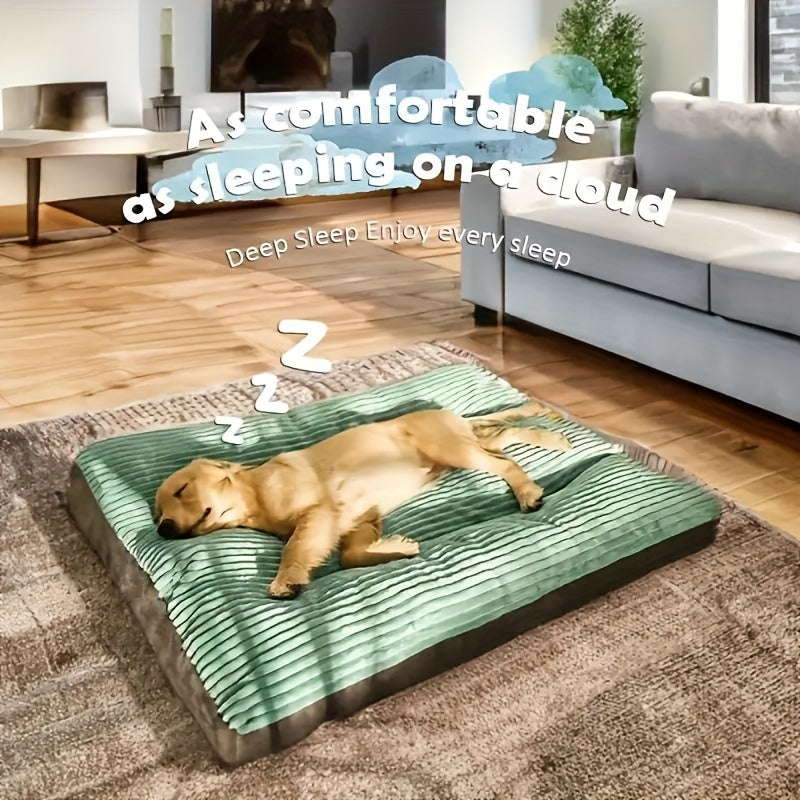 Ribbed Non-Slip Dog Bed with Soft Padding