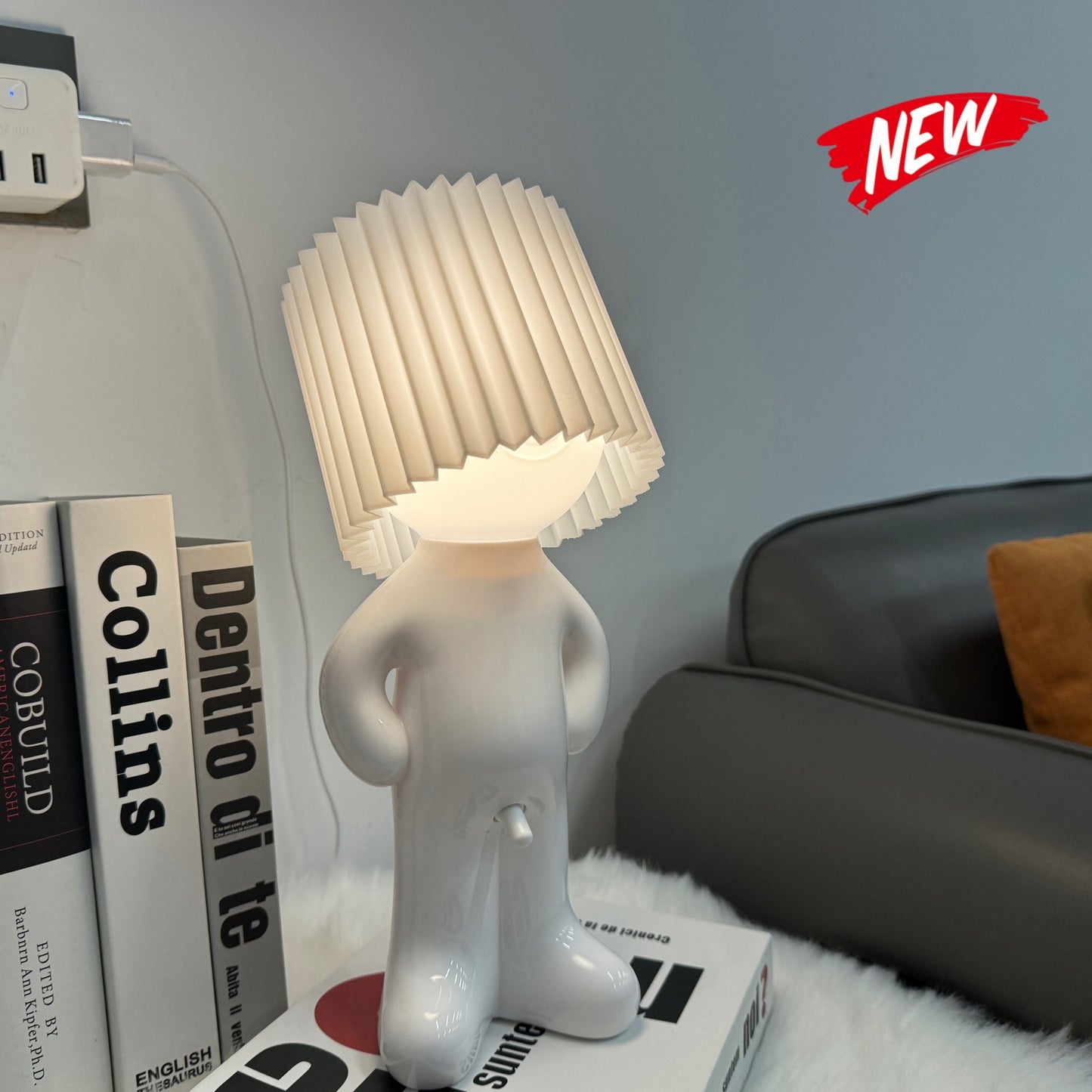 Modern Geometric USB Table Lamp with Color-Changing Light
