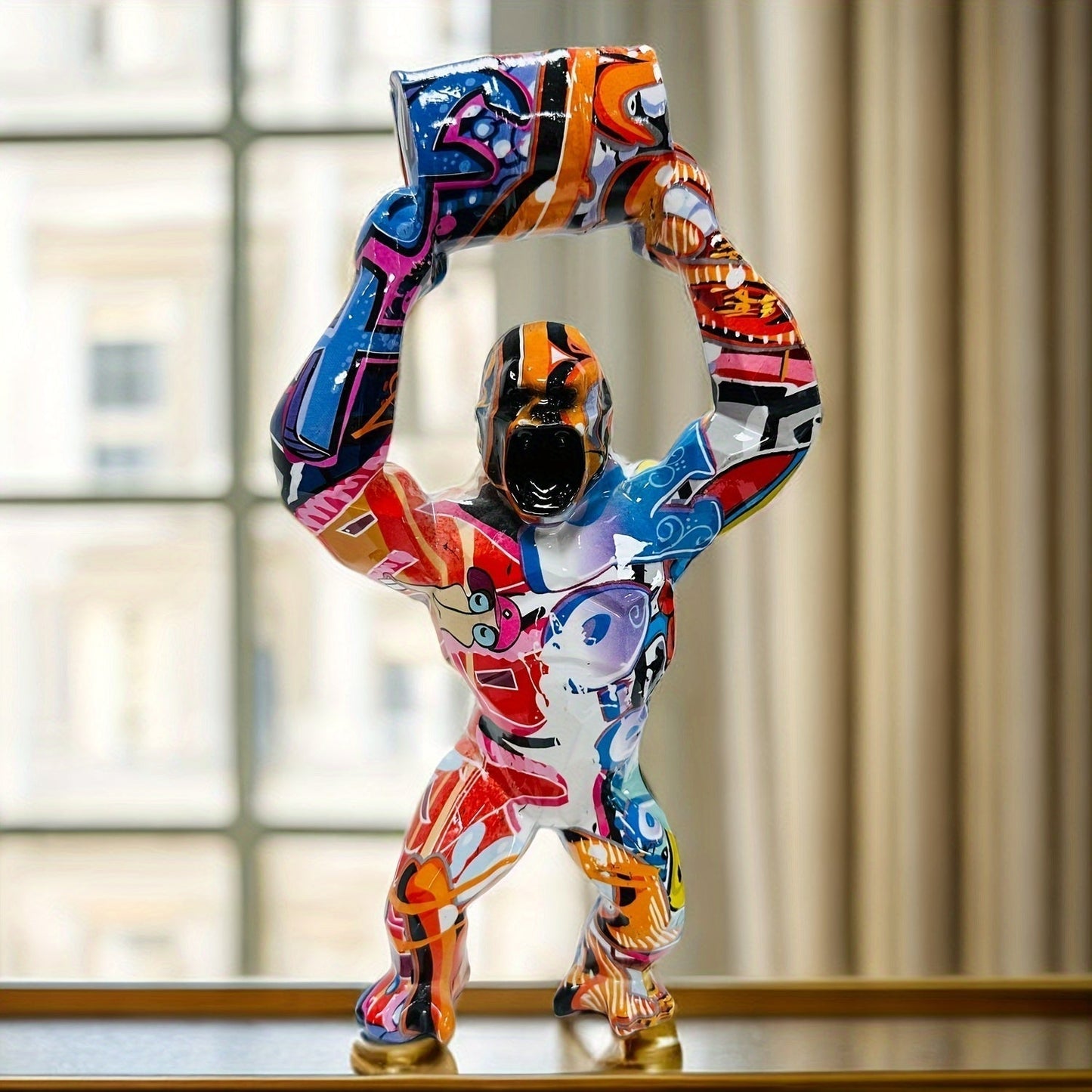 Luxury Hand-Painted Graffiti Donkey Kong Barrel Sculpture