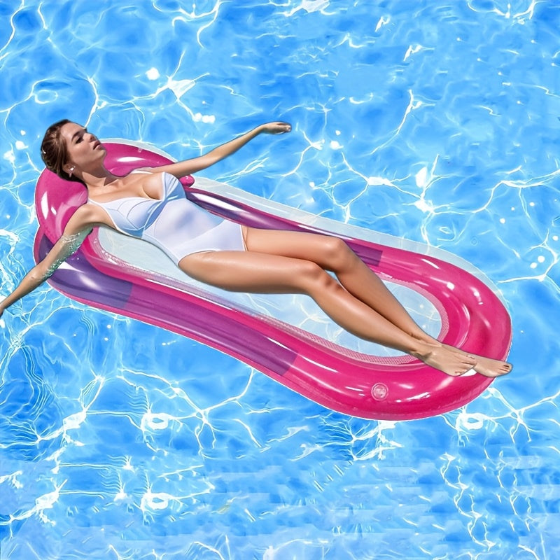 Inflatable Pool Mattress with Backrest and Mesh Cooling Area