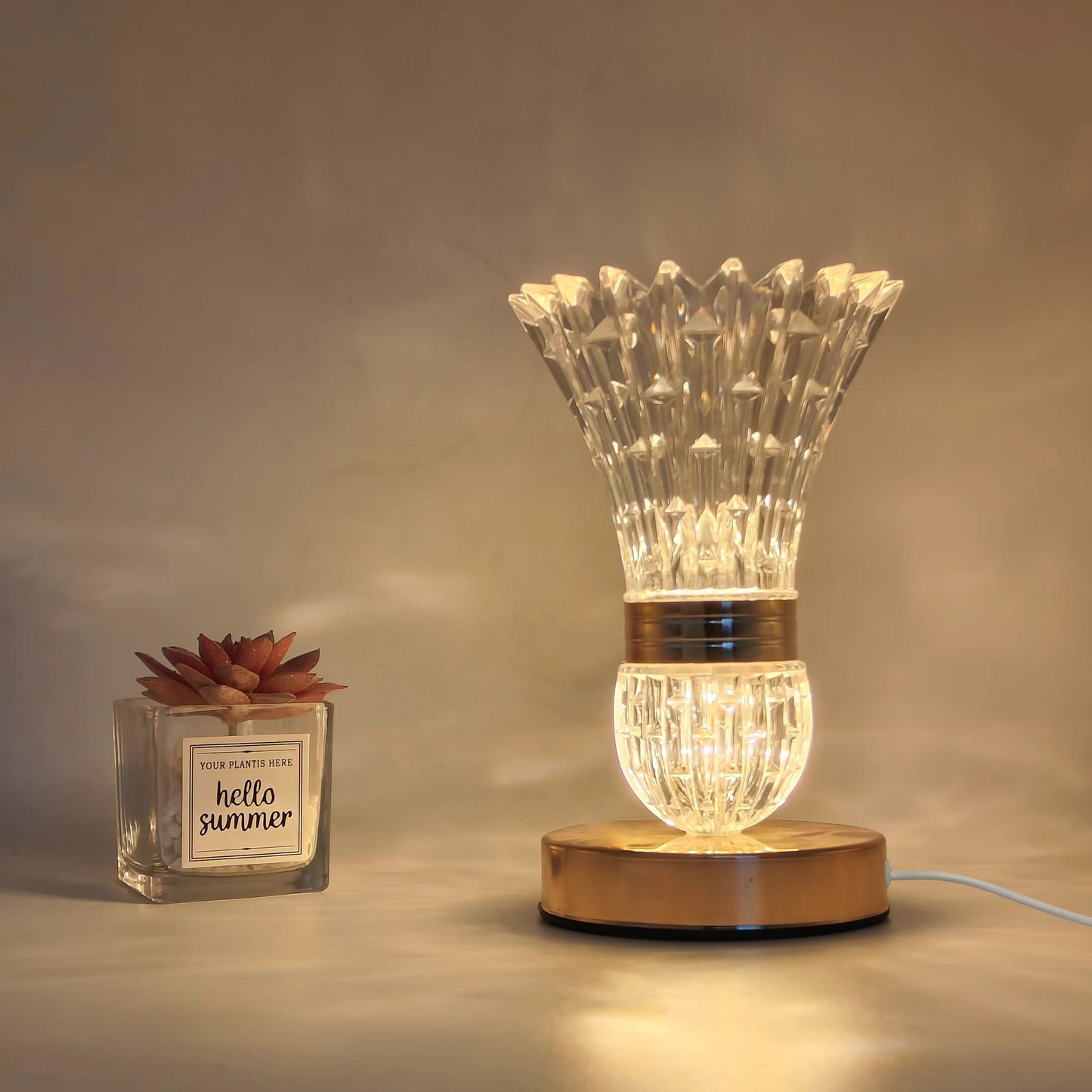 Dimmable LED Crystal Table Lamp with USB Connection