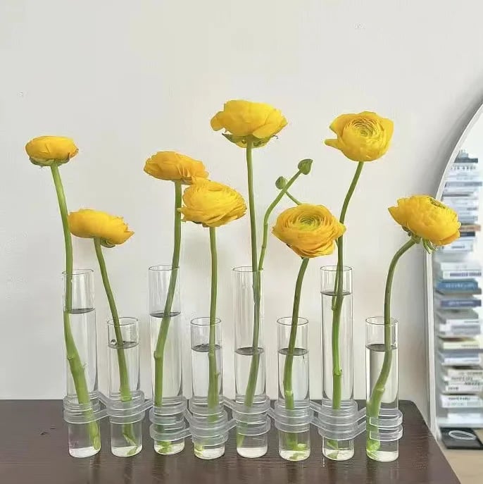 Adjustable Glass Tube Flower Vase with Hinges