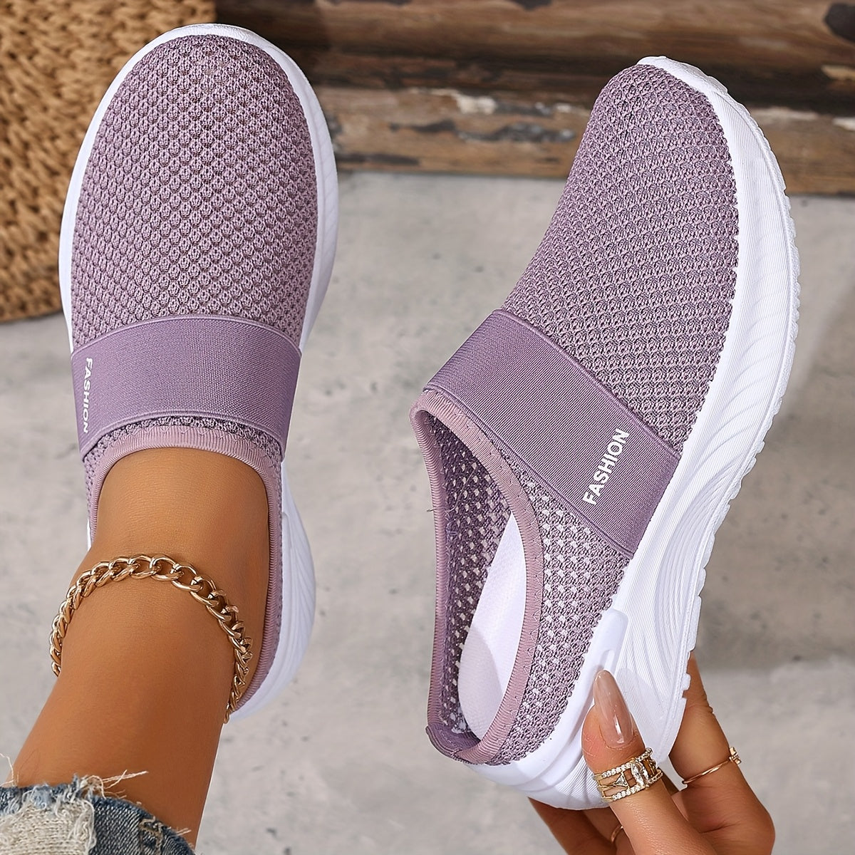 Breathable Mesh Slip-On Sneakers for Women