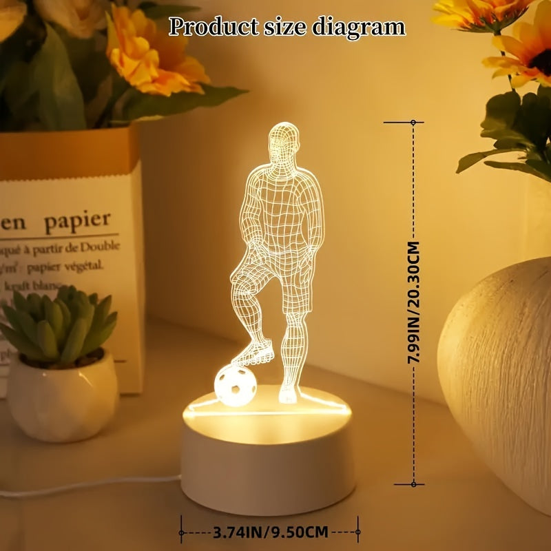 3D Soccer Player LED Table Lamp with USB Power