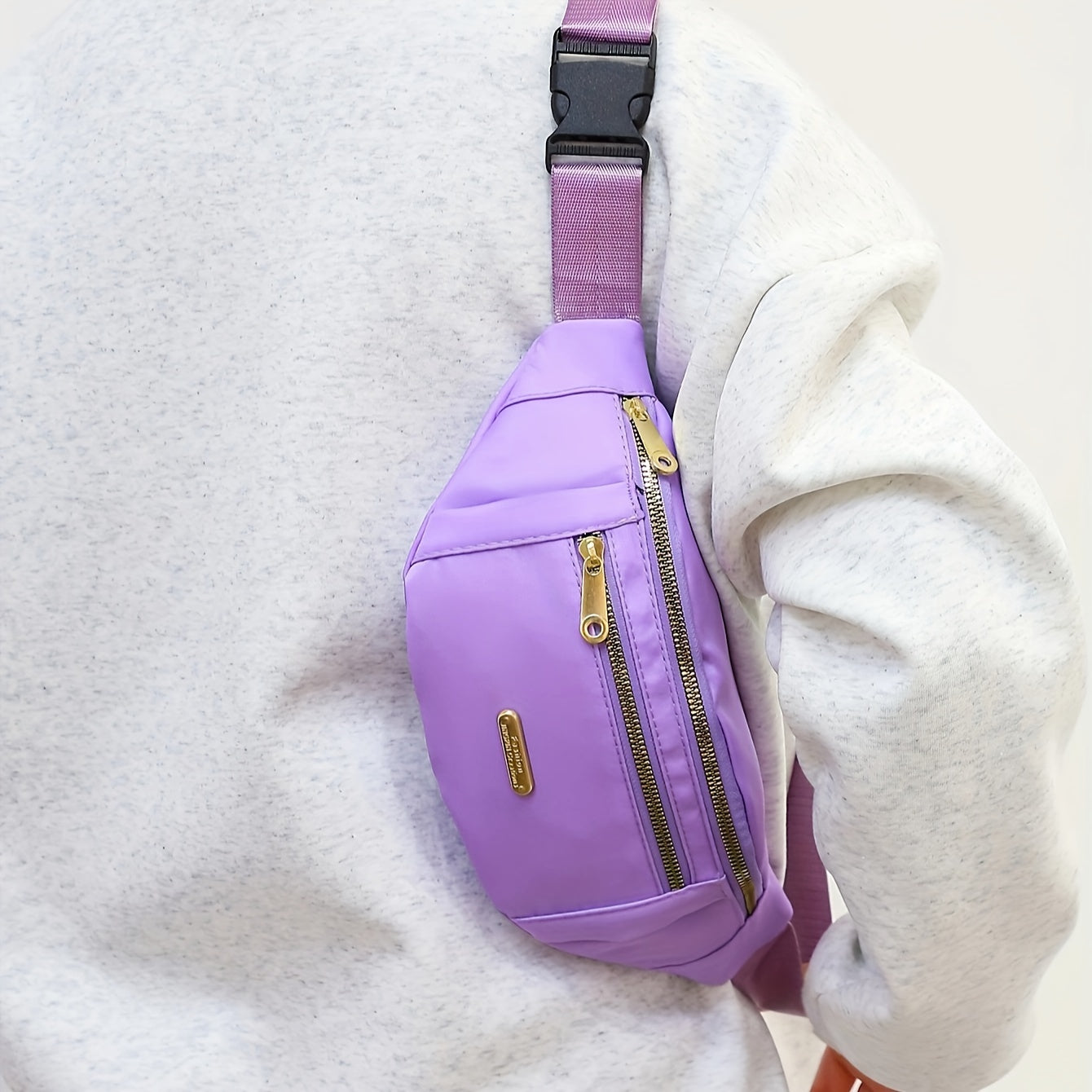 Lightweight Nylon Hip Pouch with Adjustable Strap and Zippered Pockets