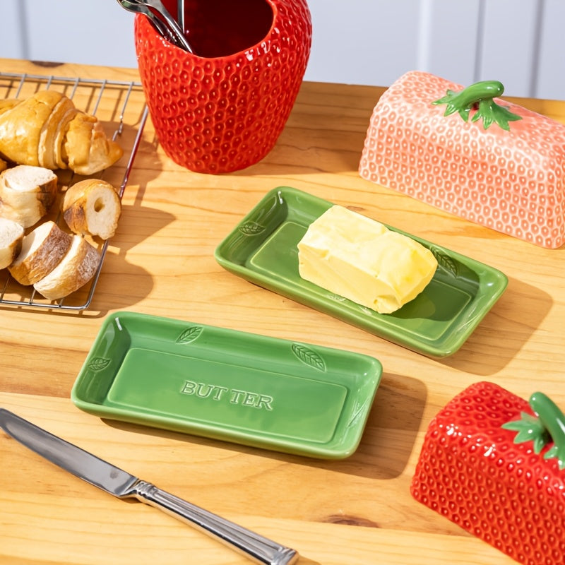 Strawberry Ceramic Butter Dish with Lid