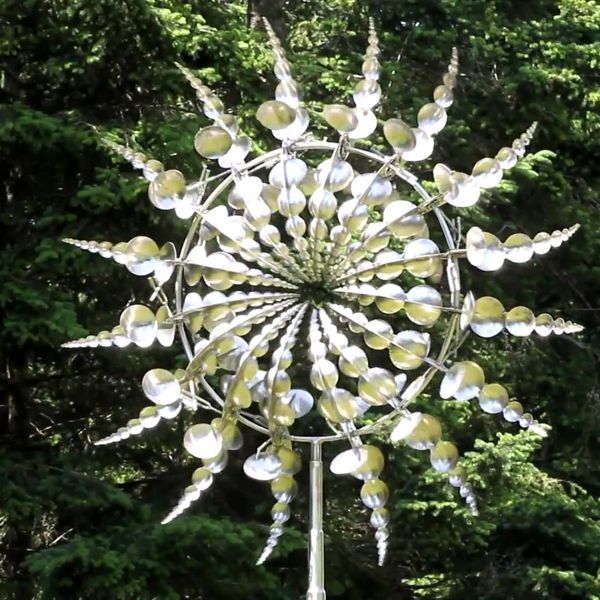 Metal Garden Windmill with Dual Motion and Antique Charm