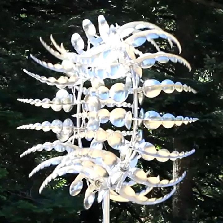 Metal Garden Windmill with Dual Motion and Antique Charm