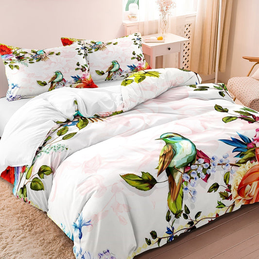 Floral and Bird Cotton Duvet Cover Set