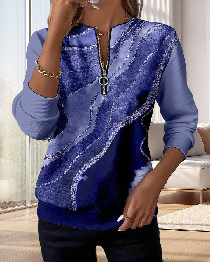 Amelie | Half-Zip Sweatshirt with Vintage Print