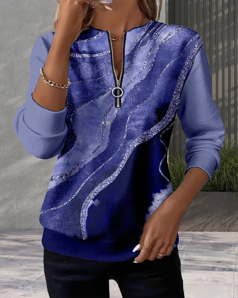 Amelie | Half-Zip Sweatshirt with Vintage Print