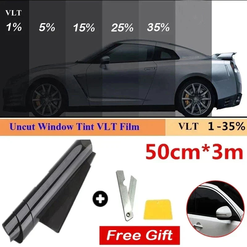 Car Window Tint Film with UV Protection - Black VLT Sunshade