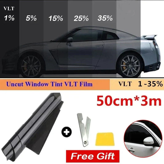 Car Window Tint Film with UV Protection - Black VLT Sunshade
