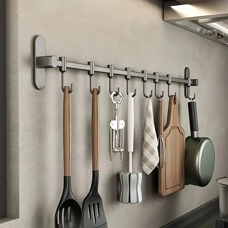 Wall-Mounted Kitchen Utensil Storage Rack for Pot Lids and Spatulas