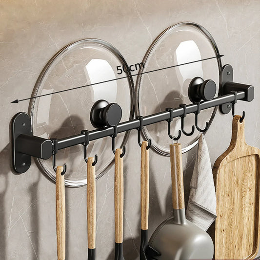 Wall-Mounted Kitchen Utensil Storage Rack for Pot Lids and Spatulas