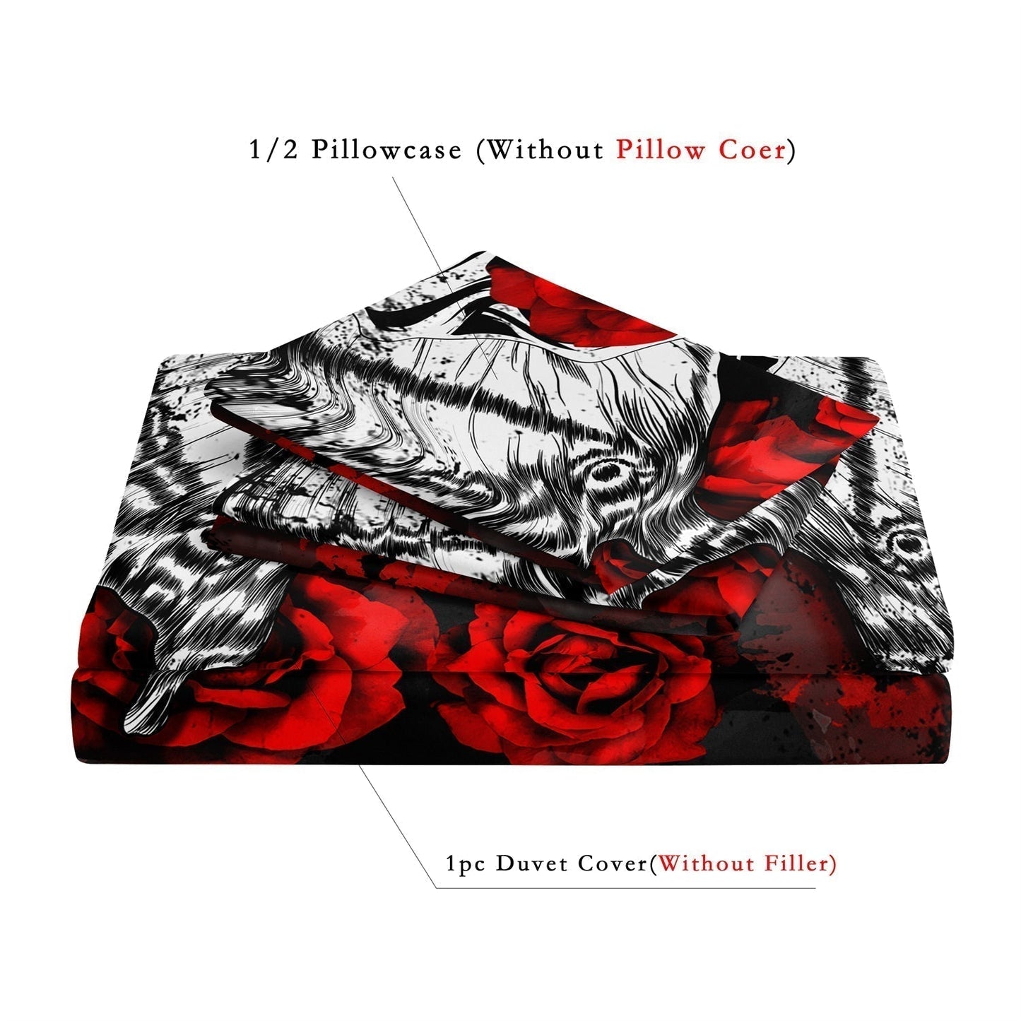 Skull and Rose Duvet Cover Set