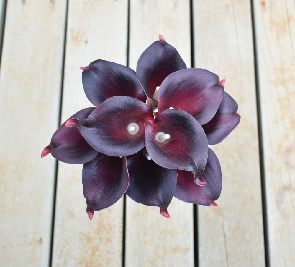 Marine Blue Calla Lily Real Touch Flowers for Wedding Bouquets and Table Decor
