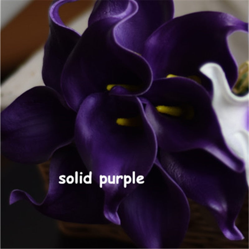 Marine Blue Calla Lily Real Touch Flowers for Wedding Bouquets and Table Decor
