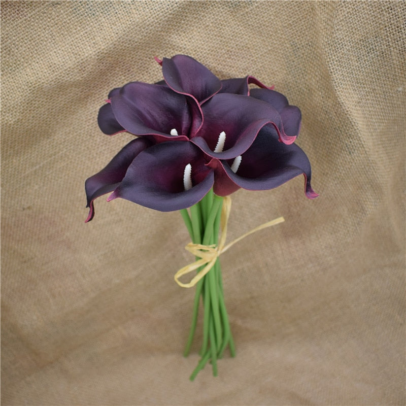 Marine Blue Calla Lily Real Touch Flowers for Wedding Bouquets and Table Decor