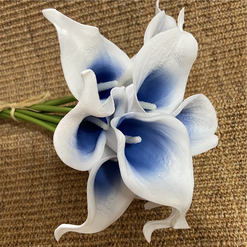 Marine Blue Calla Lily Real Touch Flowers for Wedding Bouquets and Table Decor