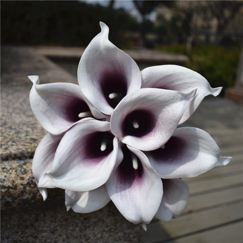 Marine Blue Calla Lily Real Touch Flowers for Wedding Bouquets and Table Decor