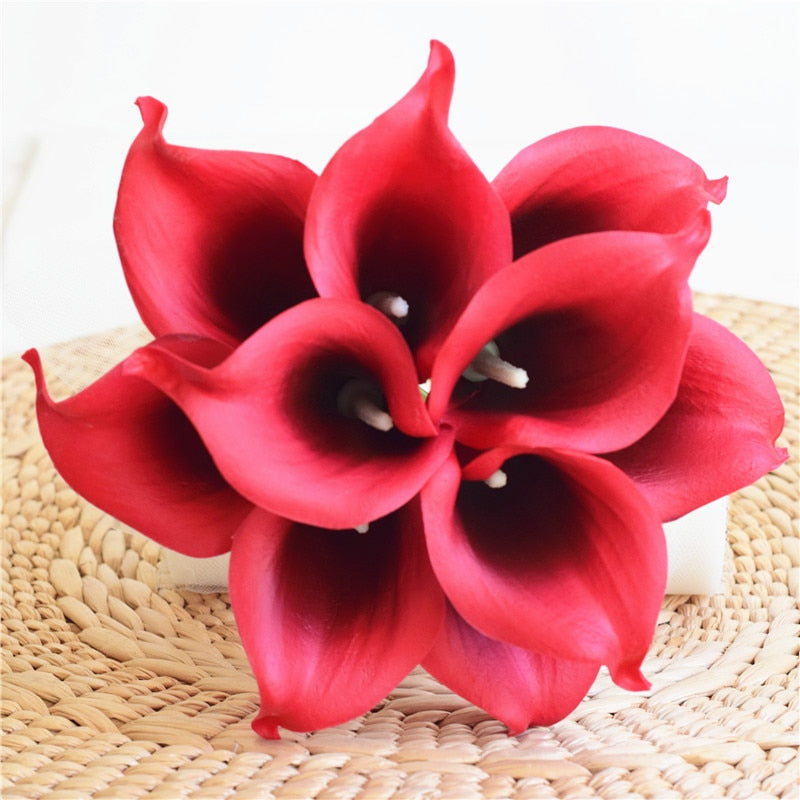 Marine Blue Calla Lily Real Touch Flowers for Wedding Bouquets and Table Decor