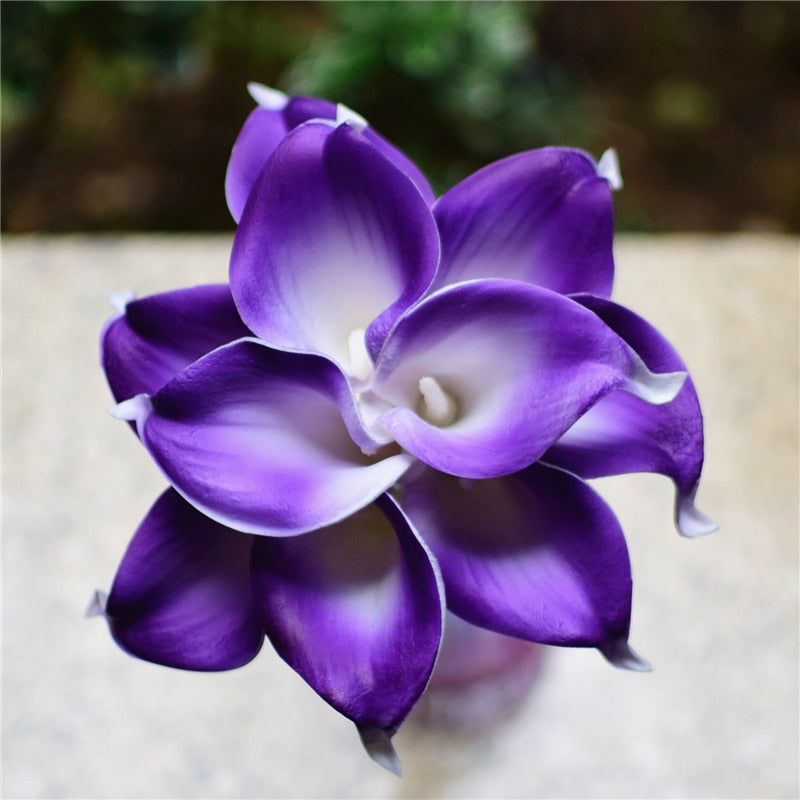 Marine Blue Calla Lily Real Touch Flowers for Wedding Bouquets and Table Decor