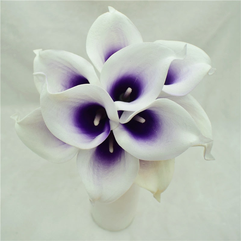 Marine Blue Calla Lily Real Touch Flowers for Wedding Bouquets and Table Decor