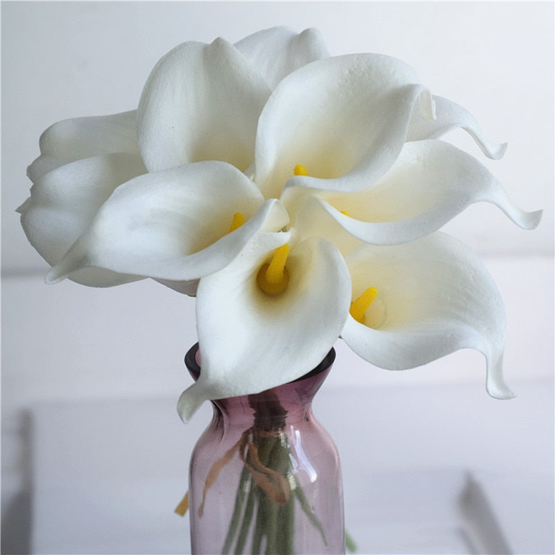 Marine Blue Calla Lily Real Touch Flowers for Wedding Bouquets and Table Decor