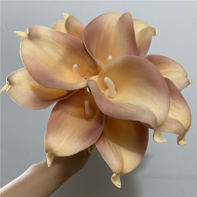 Marine Blue Calla Lily Real Touch Flowers for Wedding Bouquets and Table Decor