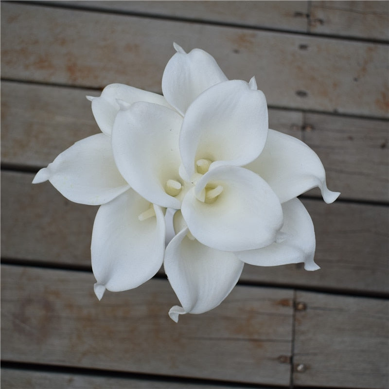 Marine Blue Calla Lily Real Touch Flowers for Wedding Bouquets and Table Decor