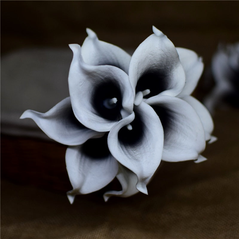 Marine Blue Calla Lily Real Touch Flowers for Wedding Bouquets and Table Decor