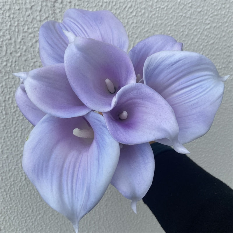 Marine Blue Calla Lily Real Touch Flowers for Wedding Bouquets and Table Decor