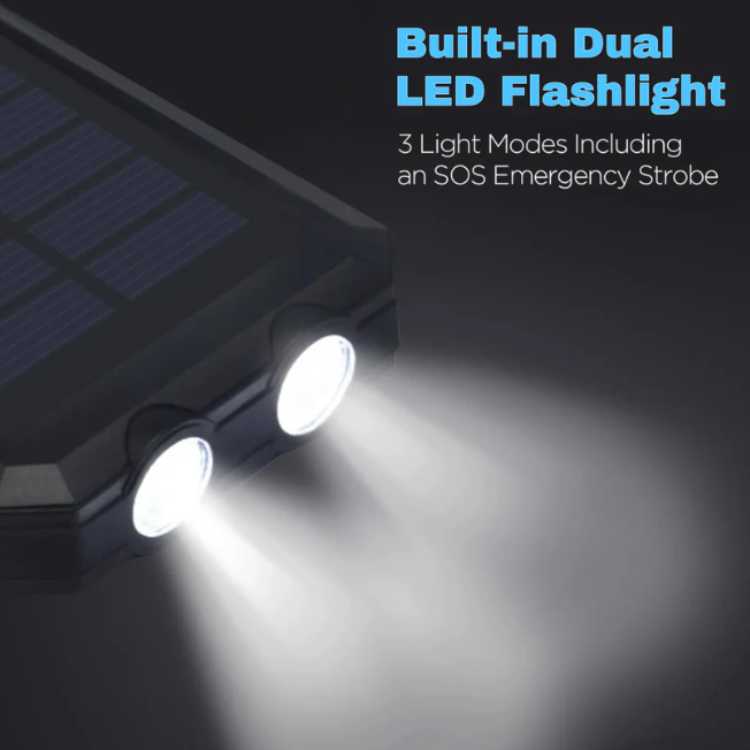 10,000mAh Rugged Solar Power Bank with Dual USB Ports