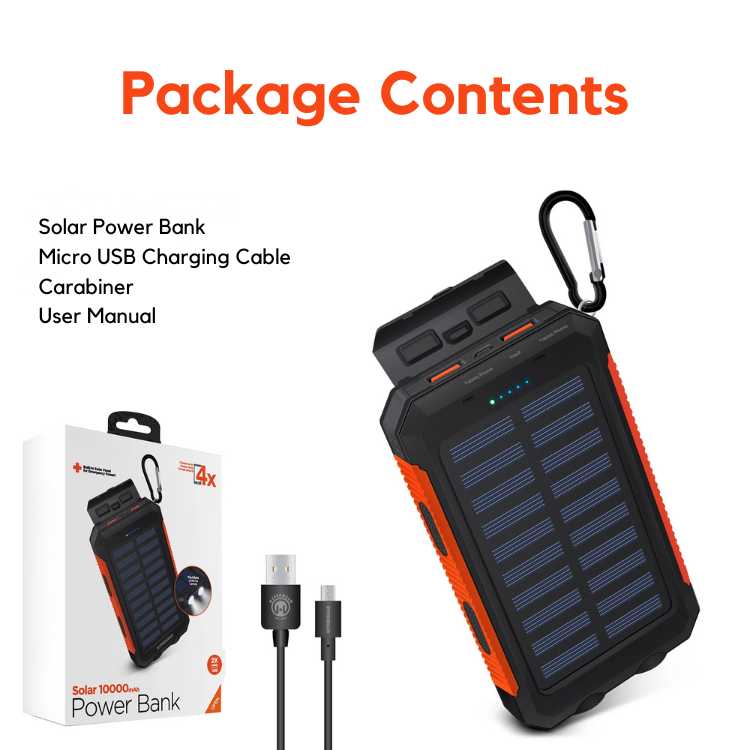 10,000mAh Rugged Solar Power Bank with Dual USB Ports