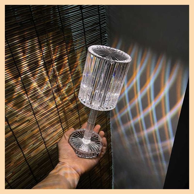Touch Control Crystal Table Lamp with 3 RGB Colors