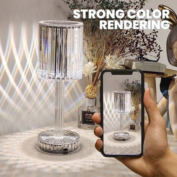 Touch Control Crystal Table Lamp with 3 RGB Colors