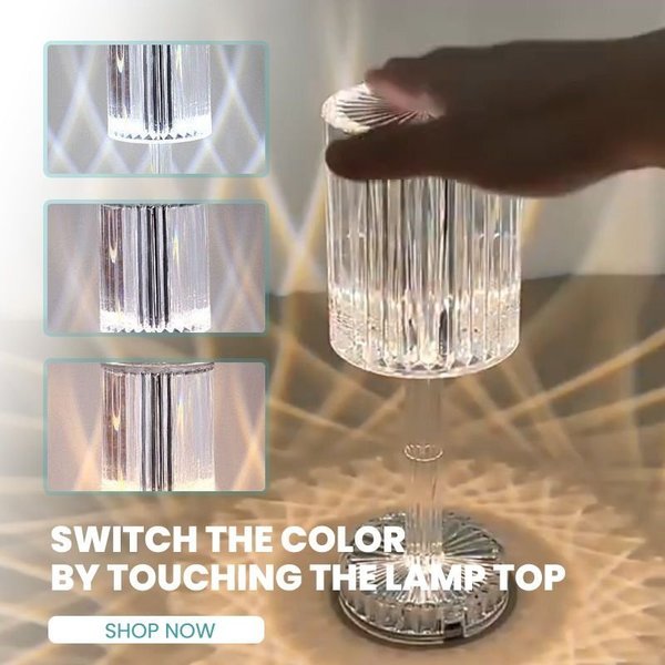 Touch Control Crystal Table Lamp with 3 RGB Colors
