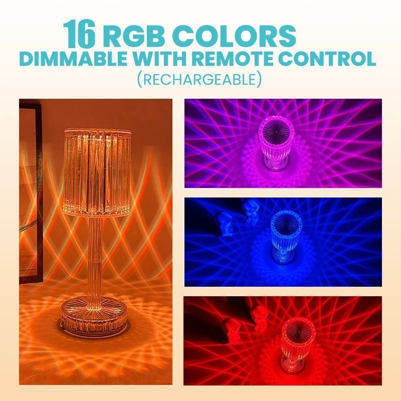Touch Control Crystal Table Lamp with 3 RGB Colors