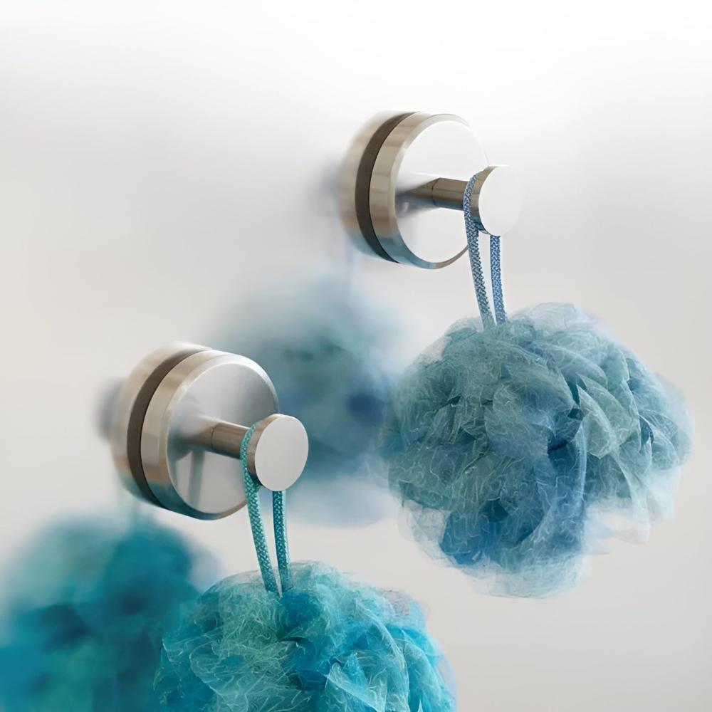 Stainless Steel Grip Lock Shower Hooks - Tool-Free, Waterproof, 7kg Capacity