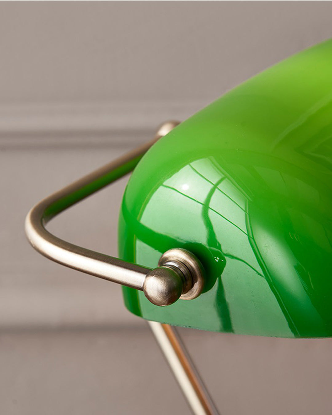 Brass Base Emerald Glass Banker Lamp