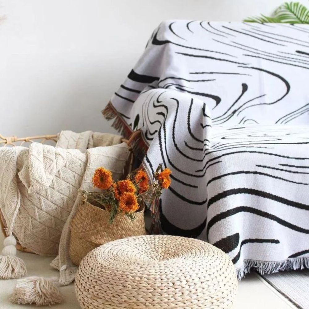 Marble Swirl Woven Cotton Throw Blanket
