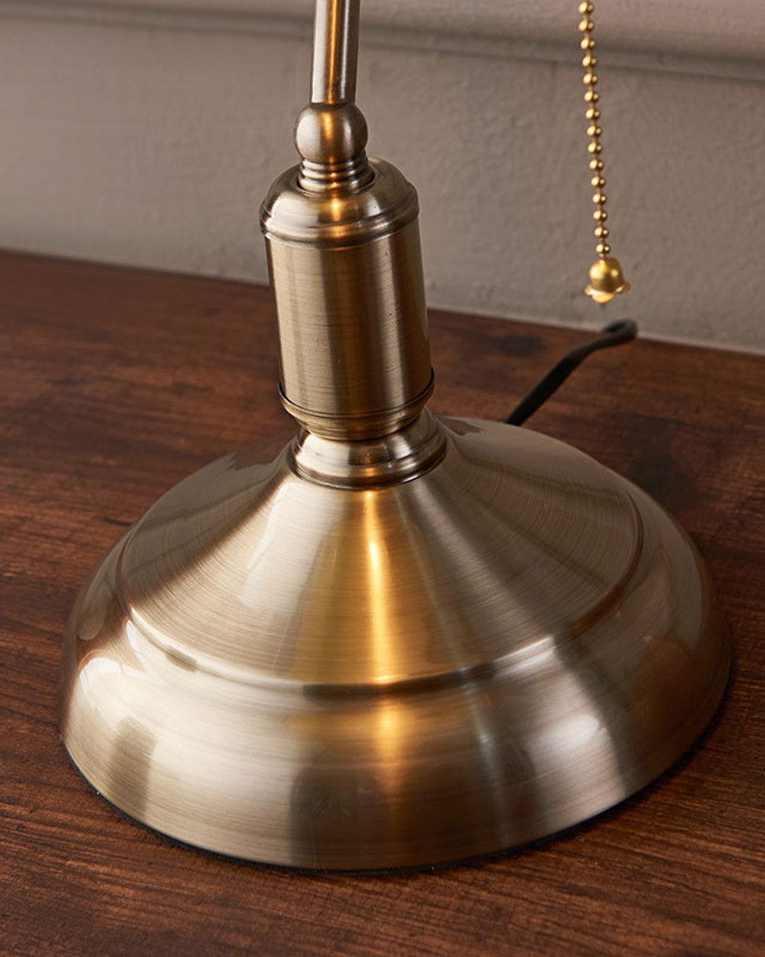 Brass Base Emerald Glass Banker Lamp