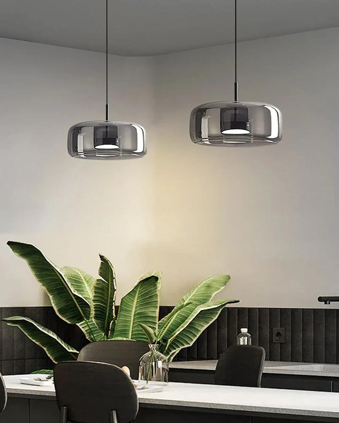 Smoke Glass Vintage-Industrial Ceiling Pendant Light