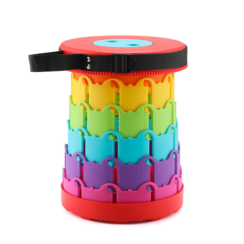 Retractable Folding Stool with Adjustable Height and High Load Capacity