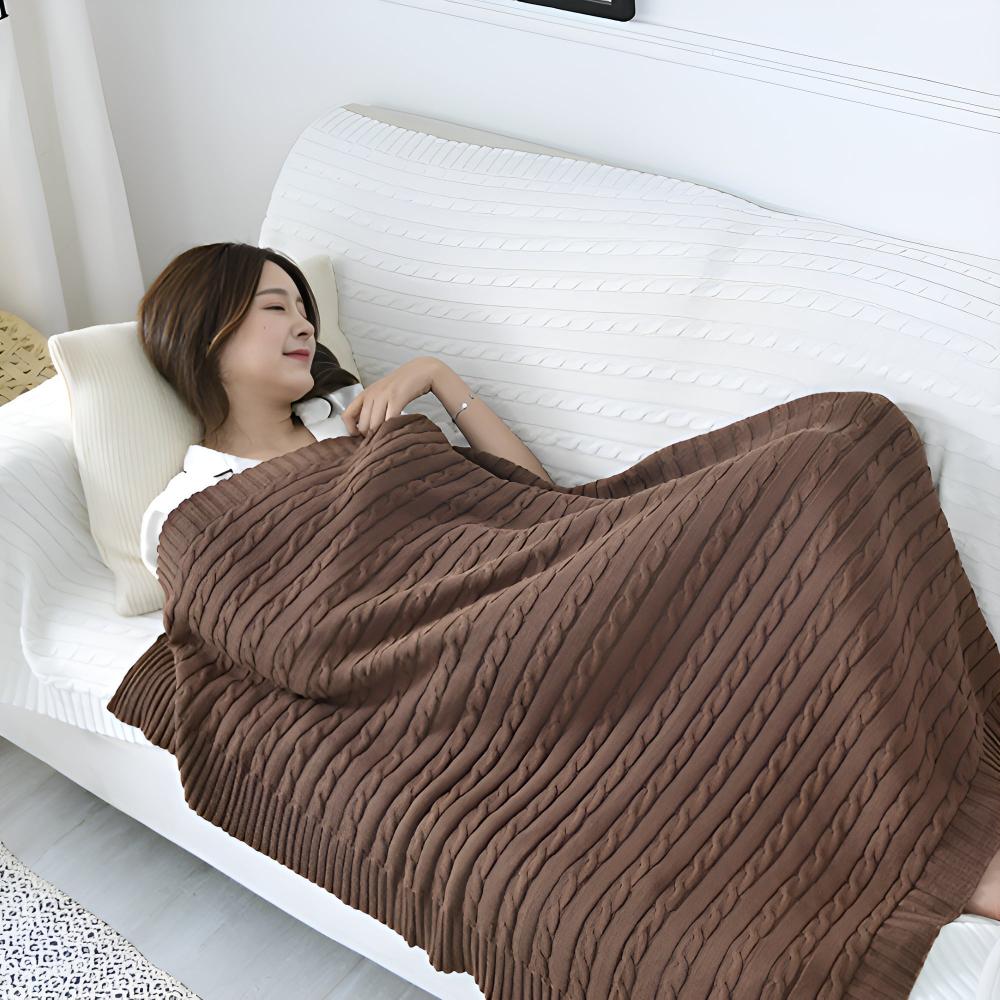 Cable Knit Cotton Throw Blanket