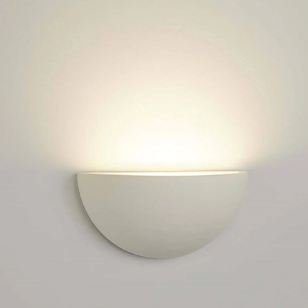 Paintable White Plaster Half-Moon Wall Spotlight 12 Inch