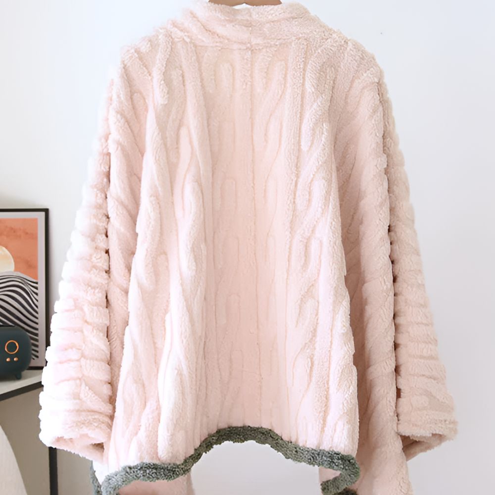 Embroidered Microfiber Fleece Shawl Wrap